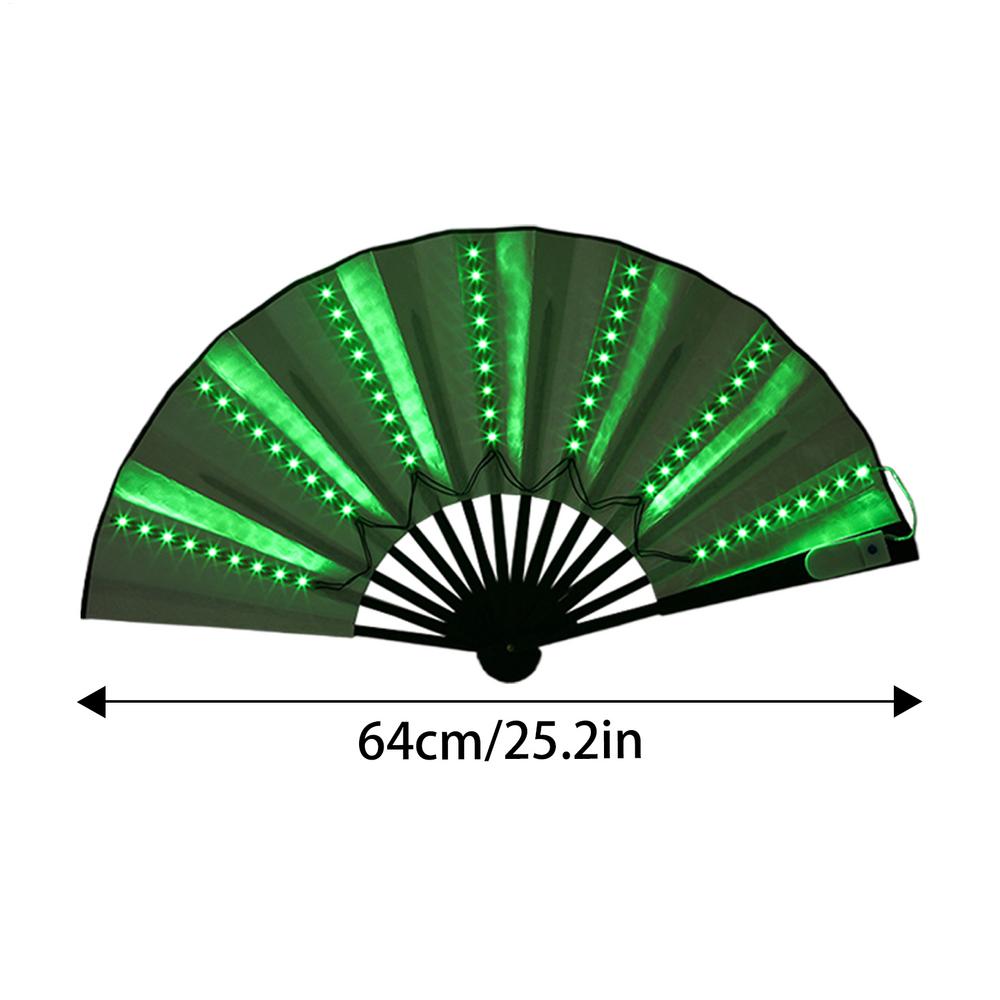 

Light Up Folding Fan LED Hand Fan for Dancing Portable Hot Weather Cooling Tools Carnival Cosplay Props Decoration for Dancing зелёный