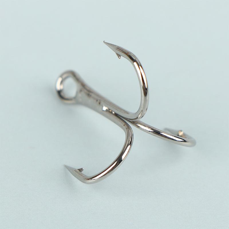 High Carbon Steel Treble Hooks 50Pcs Sharp Round Bend Strong Fish Hook Kit Split Rings for Lure Fishing