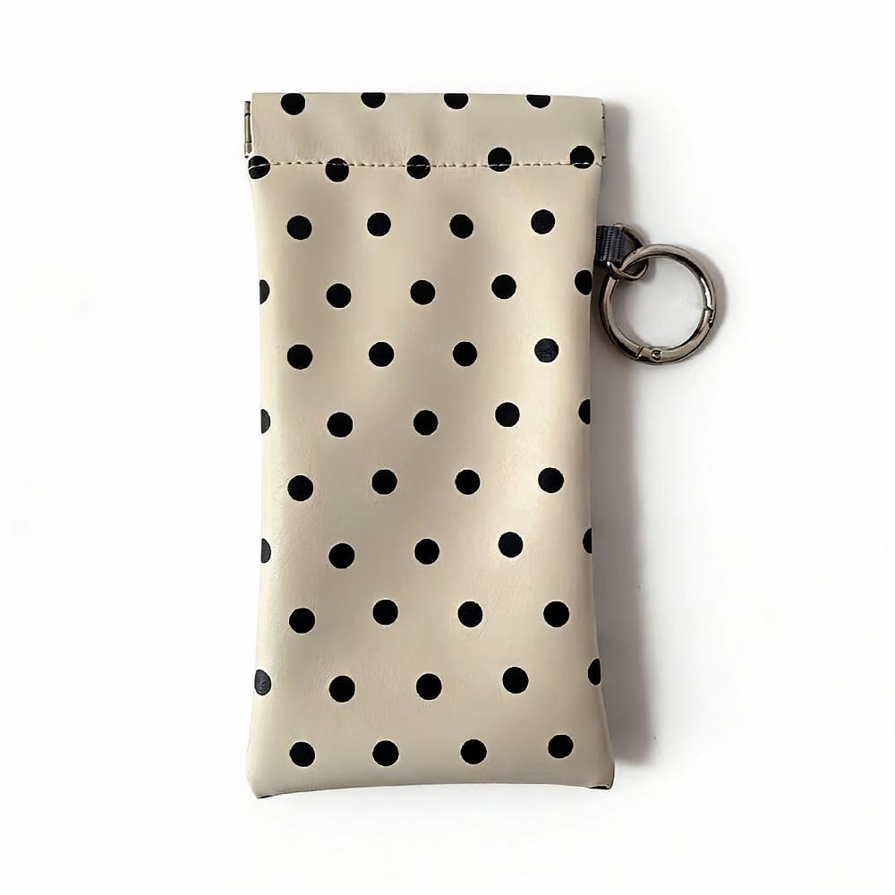 Portable Spring Auto-close Glasses Bag with Keyring Leather Glasses Storage Bag  Outdoor бежевый
