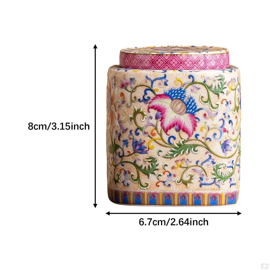 Ceramic Ginger Jar Storage Vase Chinese Square Traditional with Lid Tea Canister for Kitchen