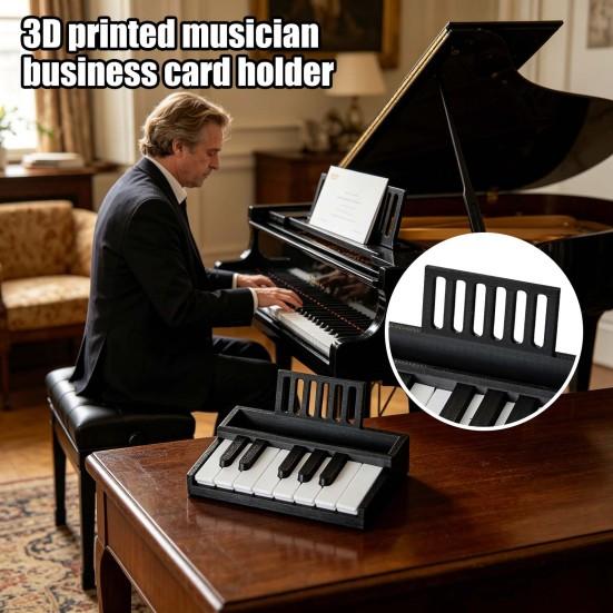 Business Card Holder 3D Printed Piano Key Design Holder for Cards And Receipts Creative Music-Themed Office Desk Organizer Novelty Office Gift for