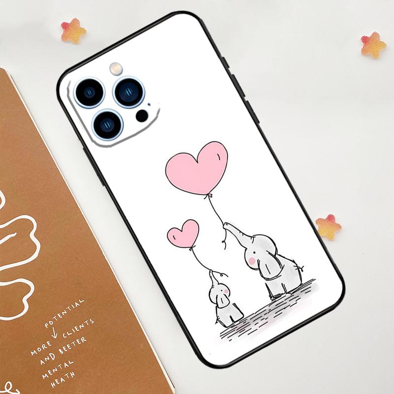 Cute Elephant Phone Case For iPhone 17 Pro Max 14 13 12 11 15 16 Pro Max Mini 15 Plus 16e 17 Air Funda