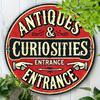 Vintage Style Round Aluminum "Antique Entrance" Sign - Perfect for Home, Bar, Cafe and Garage Decor, 8x8 Inch