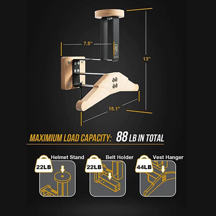 ONETIGRIS Wandhalterung für taktische Ausrüstung, Polizei-Ausrüstungsständer, Plattenträger-Aufhänger, Wand-Organizer für Motorrad-Fußball-Fahrradausrüstung