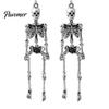 Statement Alloy Jewelry 1 Pair Halloween Earrings, Spooky Gothic Skeleton Dangle Drop Earrings Punk Skull Articulated for Women Gift Lovers