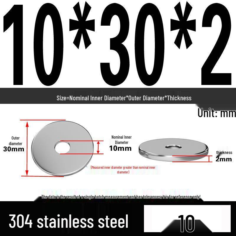 Thickened 304 Stainless Steel Flat Washer Spacer (M2-M36)