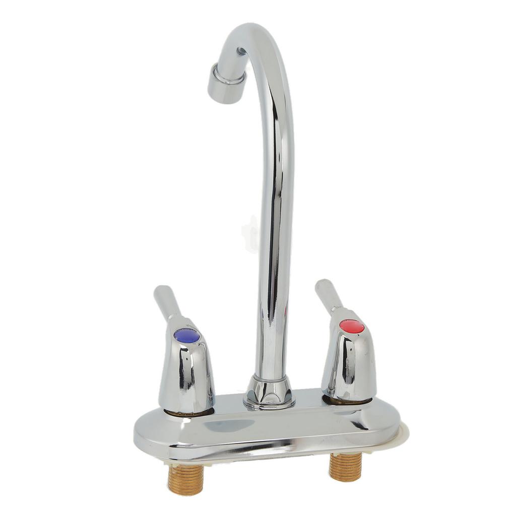 Sink Faucet 2 Handle 2 Holes Deck Plate Design Hot Cold Water Basin Mixer Tap for Bathroom Kitchen