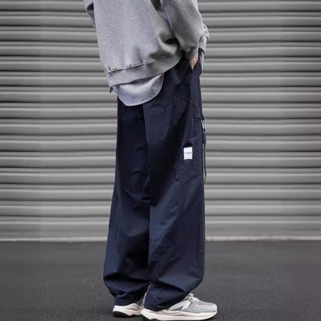 Herren Cargo-Hose im japanischen Stil: Lockere Passform, Gerades Bein, Weites Bein für Frühling & Herbst