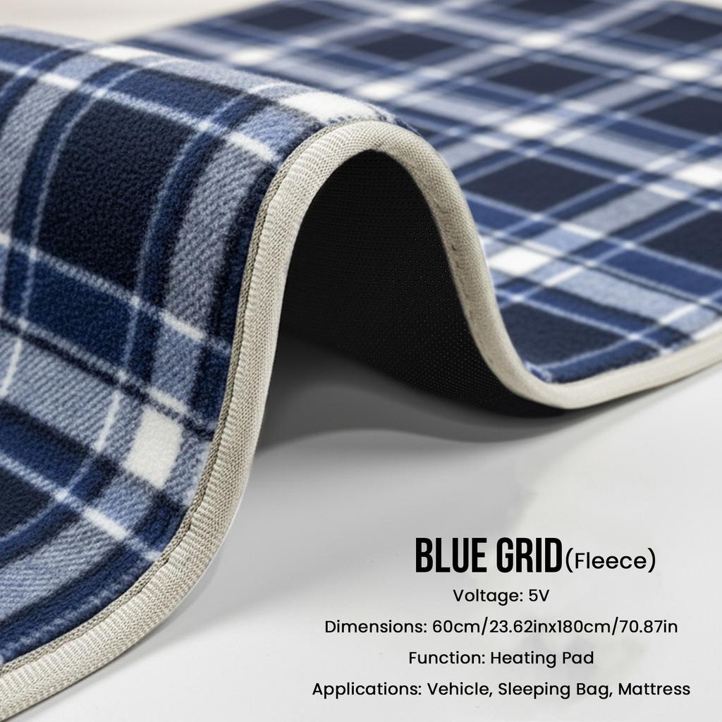 Outdoor Electric Heating Pads with 5 Heating Zones Camping Heating Sleeping Pad 3 Adjustable Temperature for Hiking Picnic