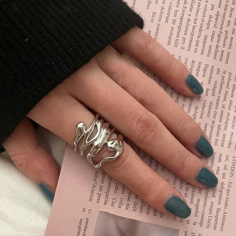 Foxanry Copper Color Rings For Women New Trend Creative Simple Hollow Curve Jewelry Vintage Elegant Party Birthday Gifts