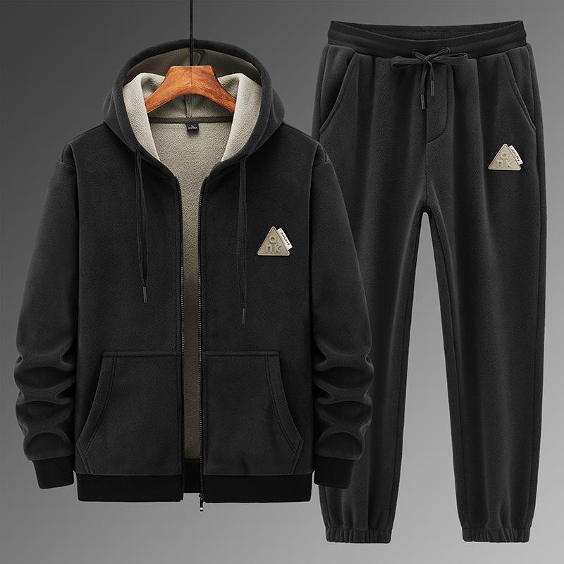 Mens Fleece Lined Hooded Tracksuit Set