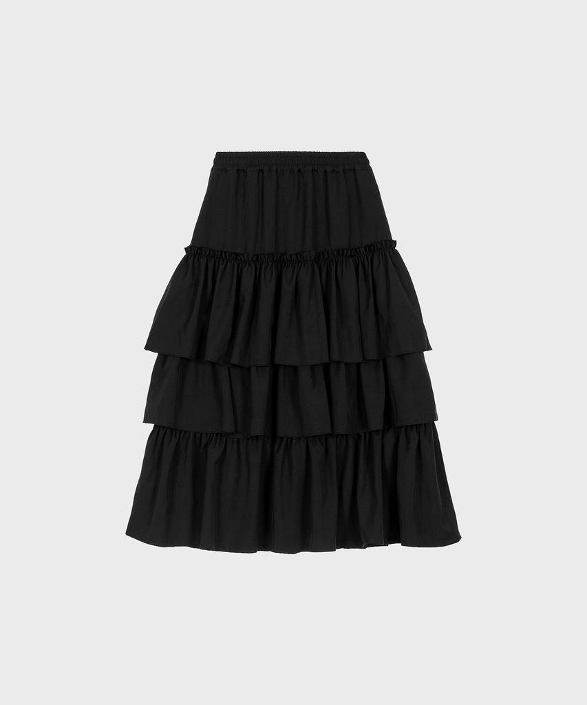 Alkialka Tiered Maxi Skirt (Black)