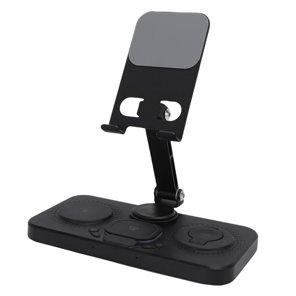 6 In 1 Wireless   for   Device with Alarm Clock and 6 Color Ambient Light 15W Foldable Wired Charging Station