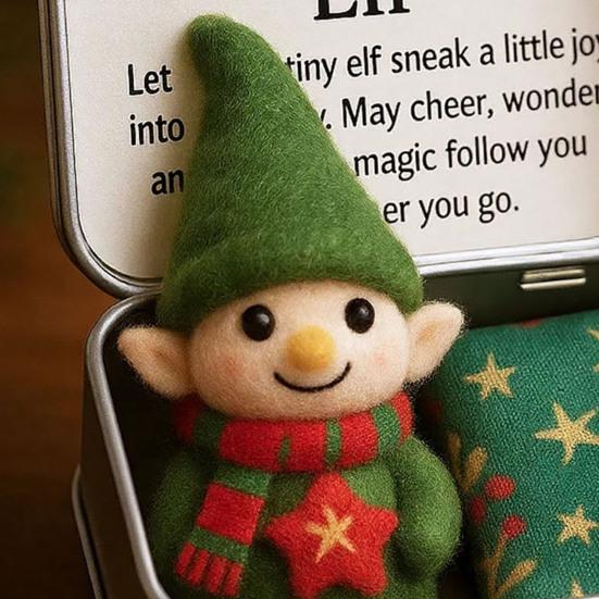 Christmas Pocket Hug Gift Handmade Felt Keepsake in Tin Box with Inspirational Message Card Little Pocket Hug Token Xmas Stocking Stuffers for Friends