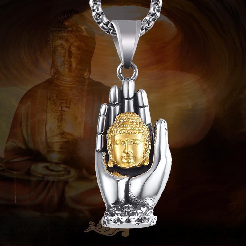 New Retro Palm Buddha Male Great Sun Tathagata Buddha Versatile Jewelry Necklace Pendant