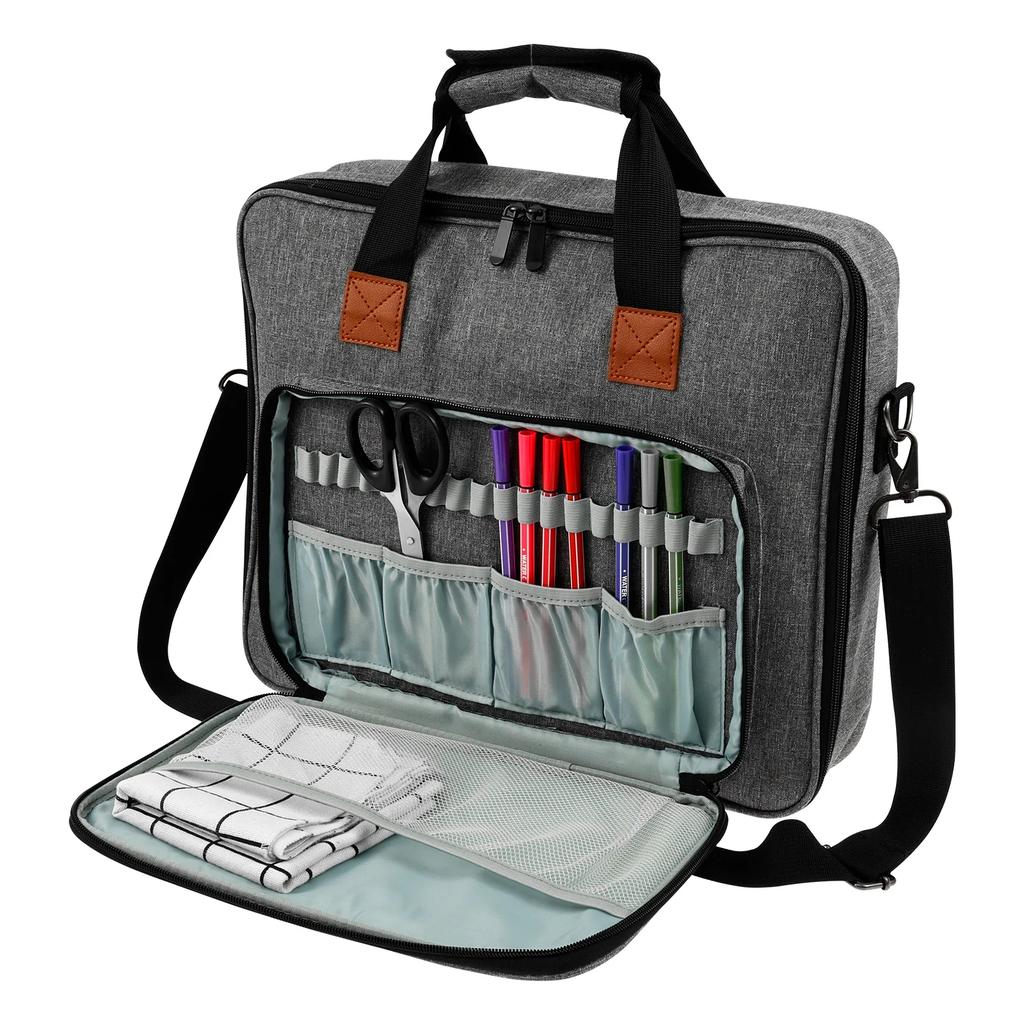 Portable Embroidery Organizer Bag with Multi Pocket Oxford Cloth Embroidery Project Bag for 11.2" Hoop Embroidery Supplies Bag