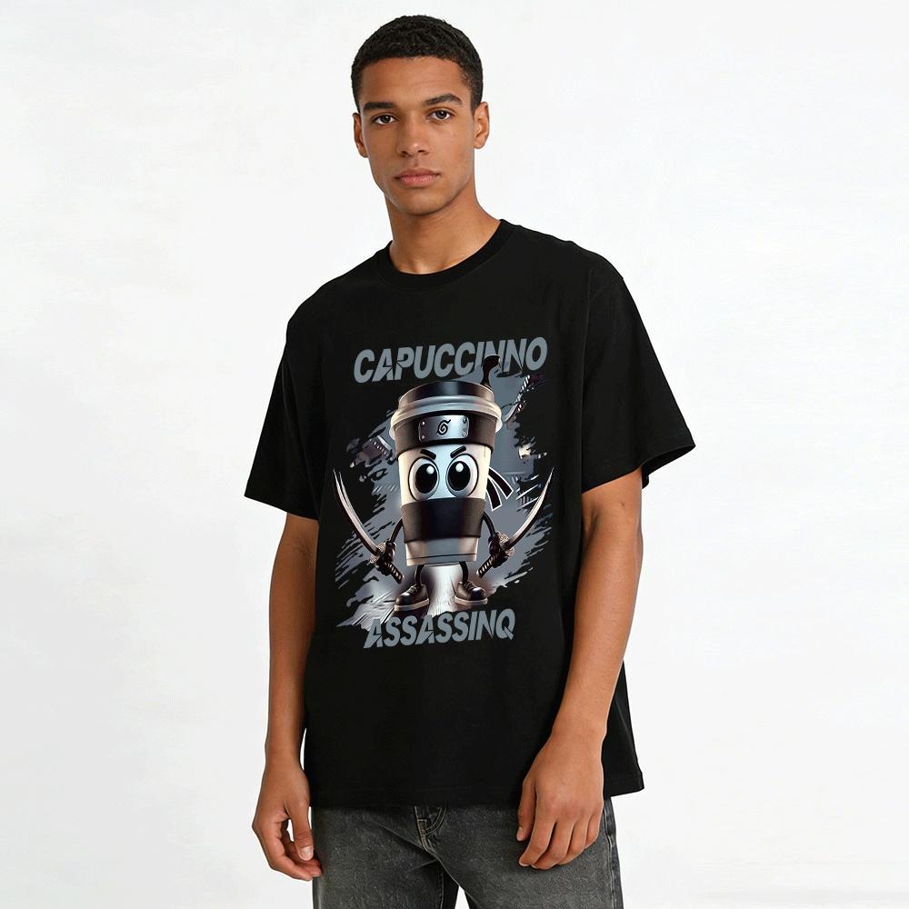 Ninja Cappuccino Assassin Fun Graphic Casual T-Shirt Pure cotton T-shirt