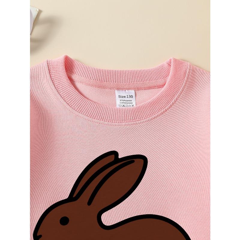 Kids Sweatshirt Crewneck Sweatshirt Chocolate Rabbit Silhouette Design Machine Washable, Spring And Autumn, Sportswear And Casual Wear