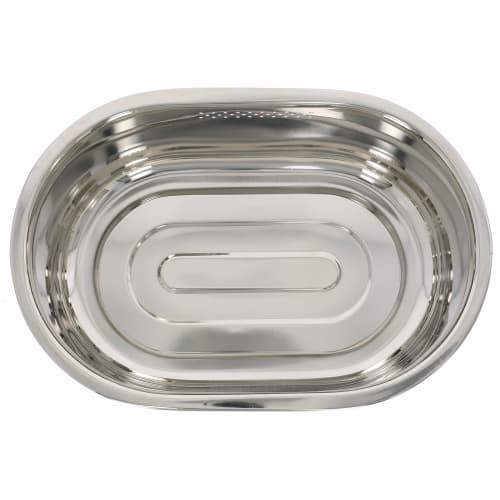 Takagi Stainless Steel Oval Wash Tub with Drain Hole, Silver, Corrosion-Resistant and Hygienic, Suitable for Washing with Water or Soaking, Kitchen Si