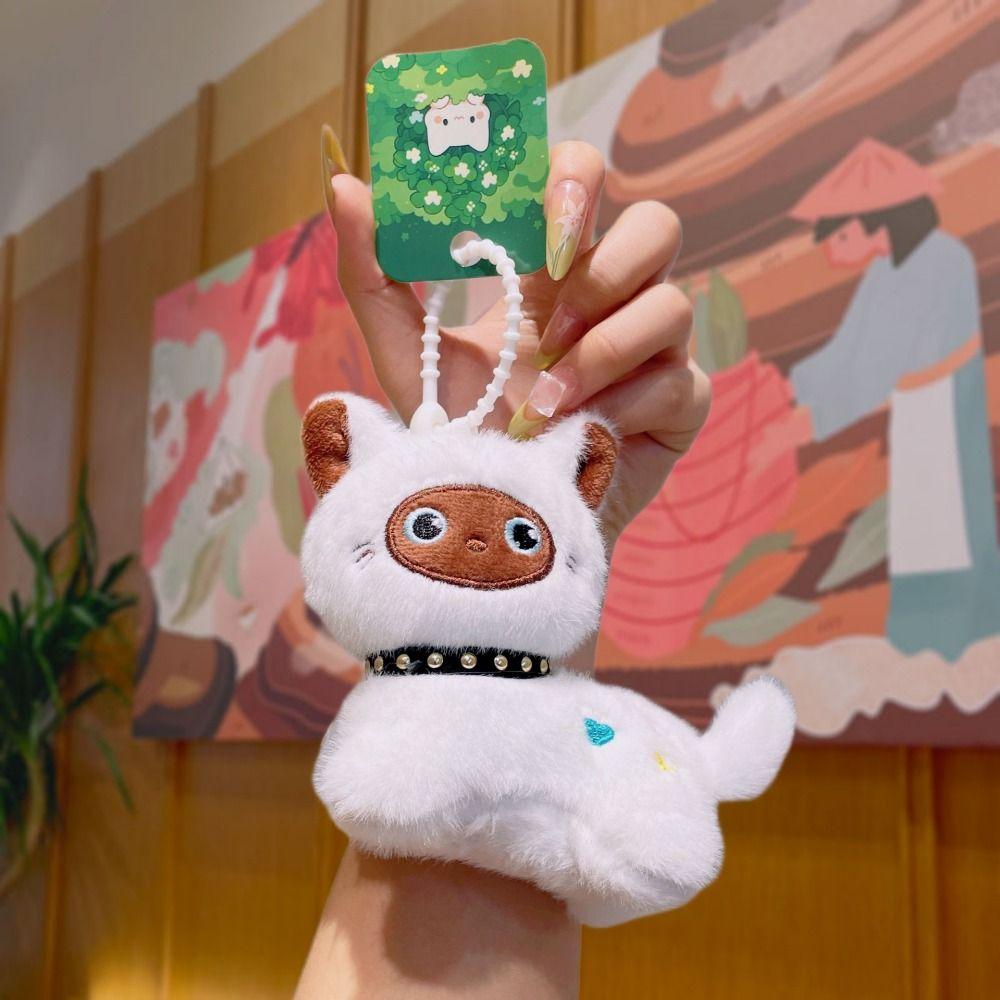 Girl Heart Simulation Kitten Pendant Fluffy Stuffed Plush Cat Key Chain  Backpack Decor