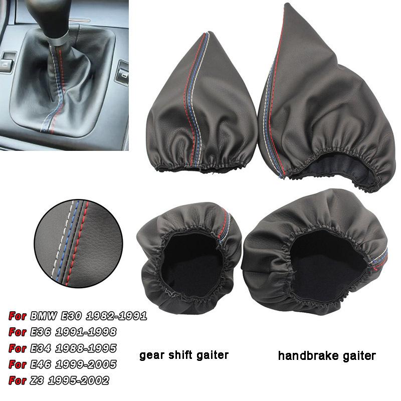 HQ Car Shift Gear Stick Dust-proof Cover for BMW E30 E36 E34 E46 Z3 Manual Models Handbrake Handle Faux Leather Cover
