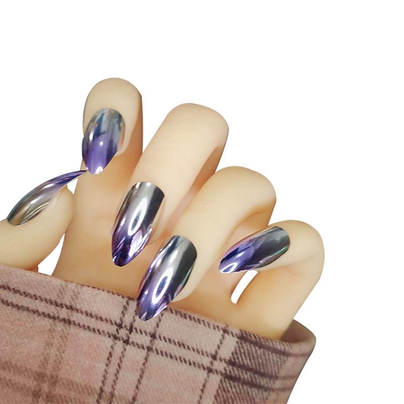 Duetové iridescentní lesklé odnímatelné laserové zrcadlové tipy umělých nehtů