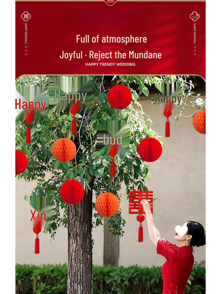 Rustic Tree Lantern Pendants: Outdoor Greenery Decor & Wedding Ornaments Collection