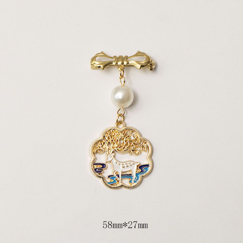 

Chinese-style mid-month fairy deer koi hollow-out good meaning decorative cartoon brooch Hanfu Chinese style silk fixed pin