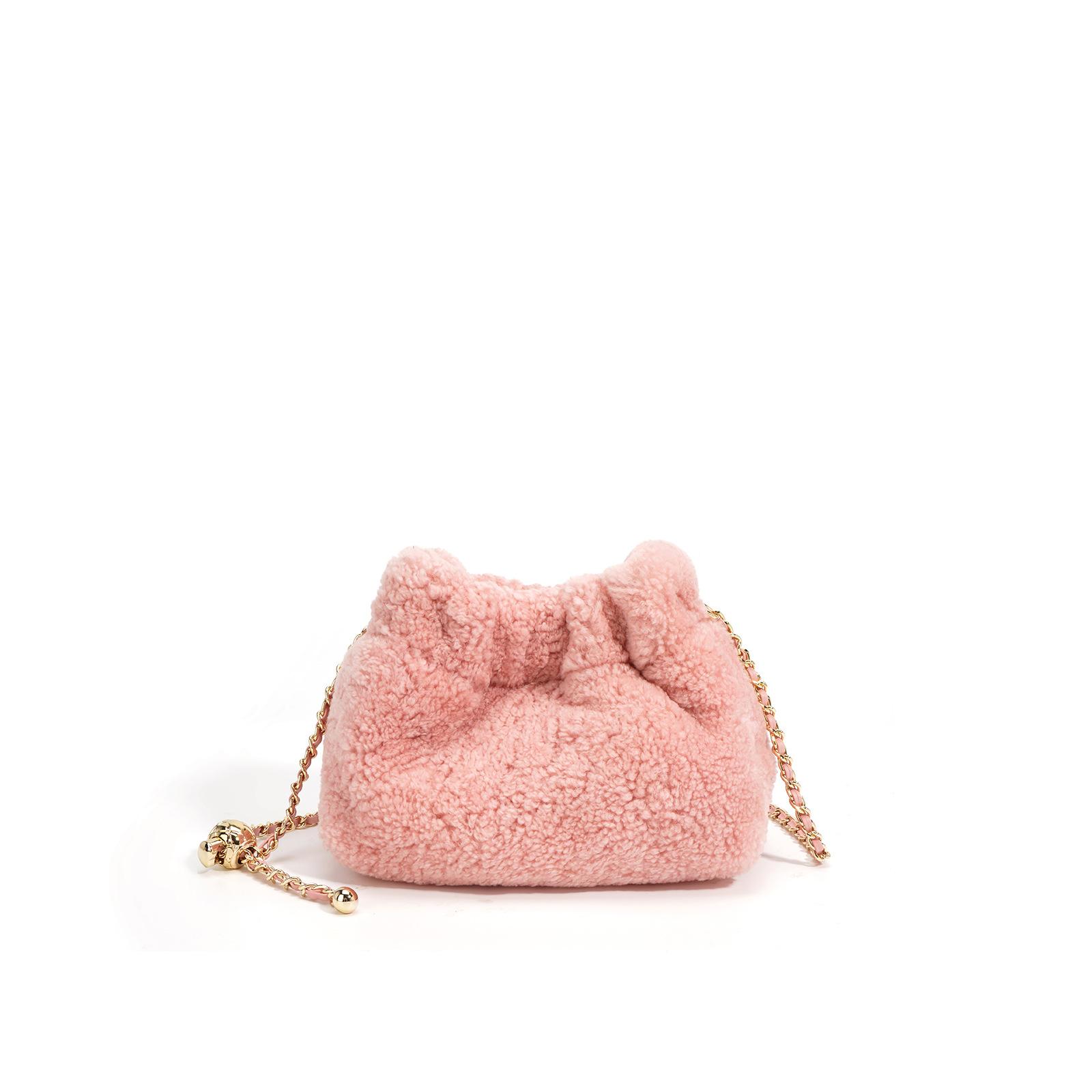 

Нишевый дизайн плюшевая сумка новая мода шерстяная сумка-облако на цепочке одноплечная сумка кроссбоди женская сумка розовый