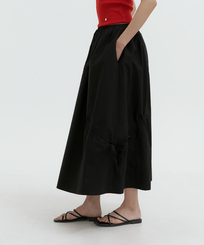 Lucirju Ribbon Banding Balloon Skirt (Black)