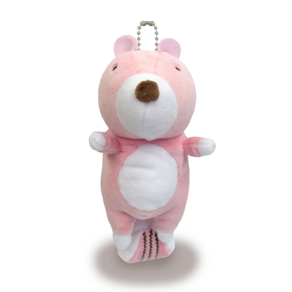 Morisaka Global Mochi Chipmunk-kun Mini 6 x 6 x 13cm Pink Plush Mascot with Ball Chain Mochi Series MOSH-0120