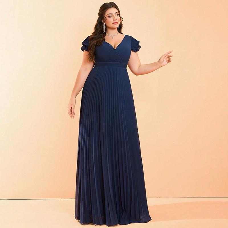 

Off-the-Shoulder Long Bridesmaid Dress Slimming Formal Gown Plus Size 0XL темно-синий