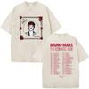 Vintage Washed Rapper Bruno Mars New Album  Graphic T Shirts Mens Hip Hop Pop Loose Fashion Short Sleeve Tshirt Streetwear