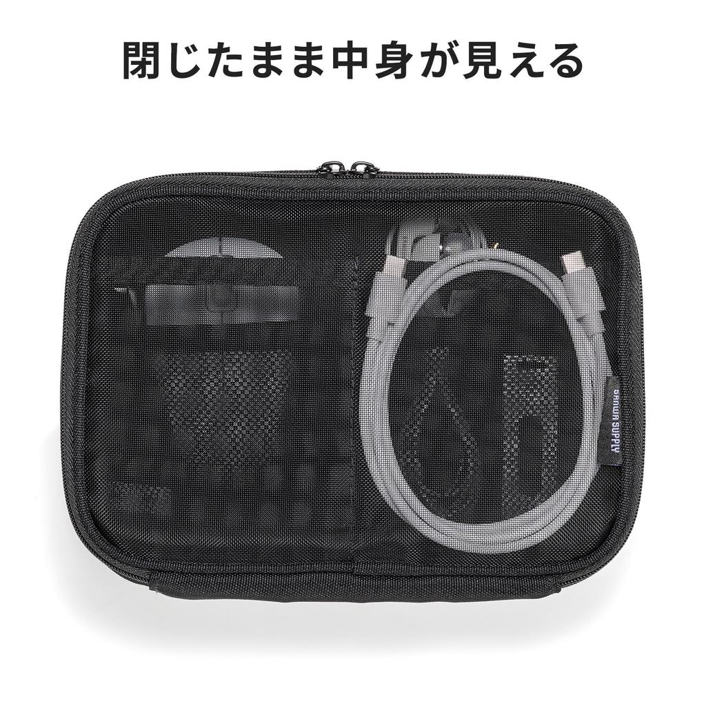 Sanwa Supply Mesh Gadget Case x D65 x (W190 H130mm) IN-MSBOX1BK