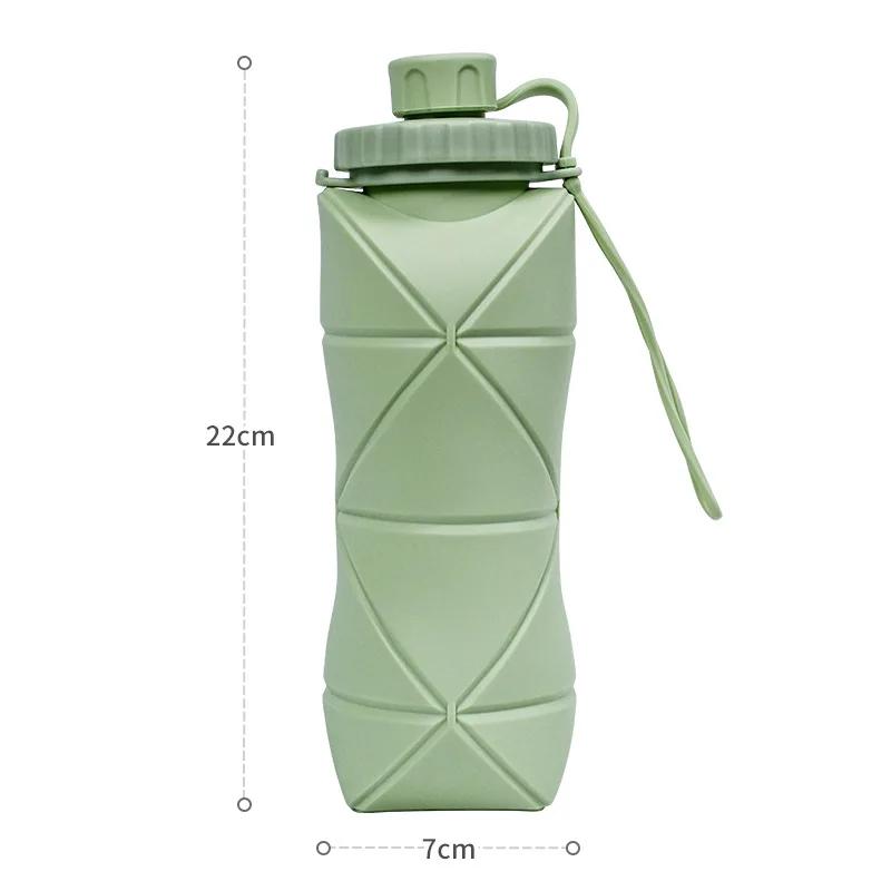 600ml Outdoor Sports Travel Water Bottle Silicone Folding Portable Folding Water Bottle High Temperature Resistant Reusable
