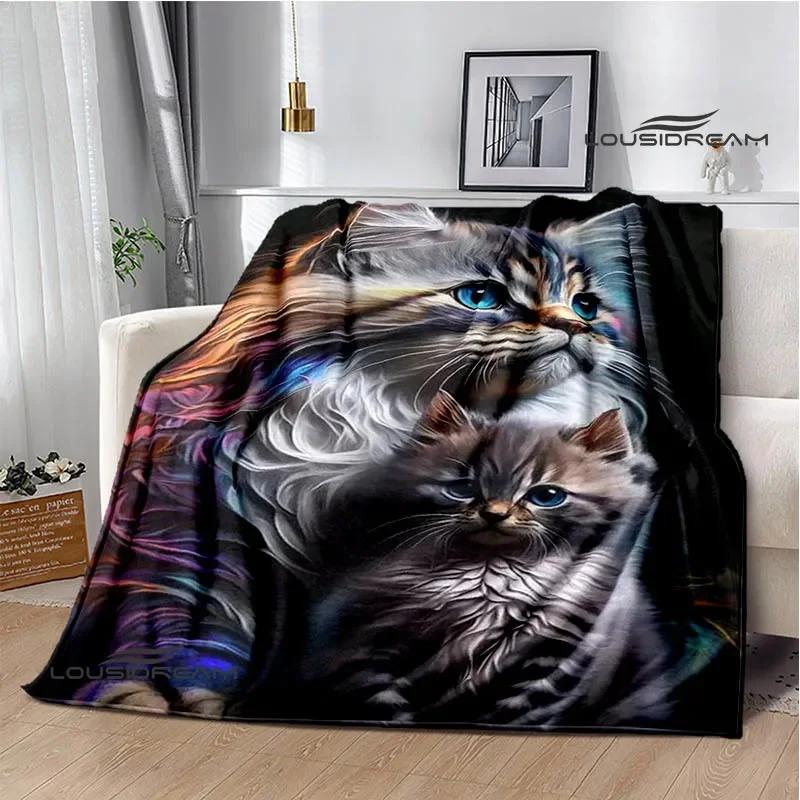 3D Cute Cat Printed Blanket Flannel Warm Blankets Soft and Comfortable Blanket Bed Linings Cubre Cama Birthday Gift