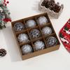 9Pcs/Box DIY Crafts Xmas Tree Ornament Party Supplies Plastic Painted Ball Christmas Balls Pendant Creative Lace