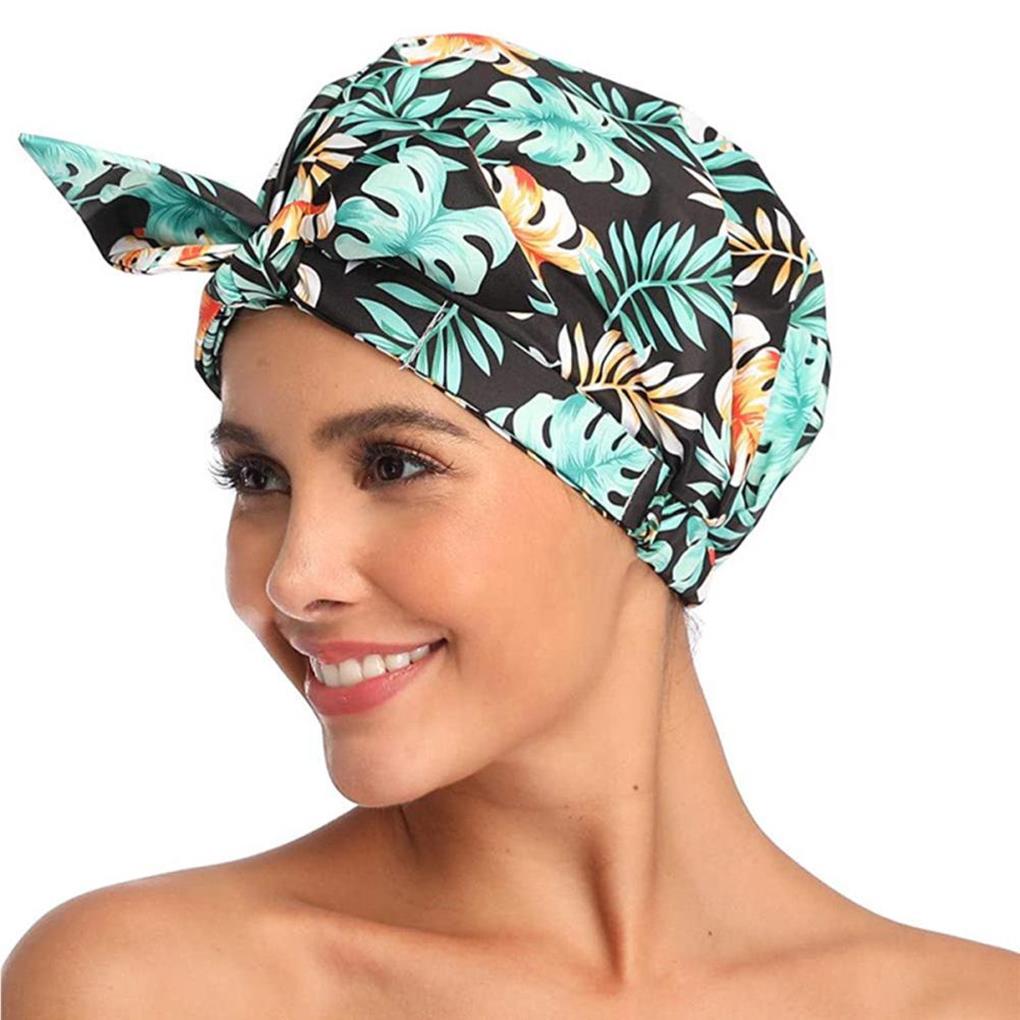 Shower Caps Stylish Ladies Home Reusable Hair Wrap Exquisite Pattern Elastic Waterproof Bath Hat Bathing Headwear