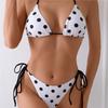 Retro-Bikini mit Punkten, trägerlos, am Hals hängend, niedrige Brust, separater Badeanzug für Damen, Strandurlaub, Bademode