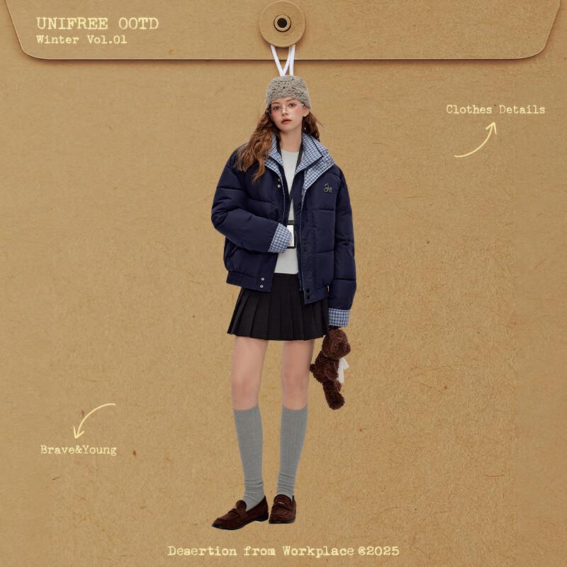 unifree Faux Two-Piece Collegiate Puffer Jacket