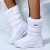 Bottes de neige à plateforme mode femme Plus Hautes Épaisses en Peluche Chaudes Simples Polyvalentes Confortables Chaussures en Coton