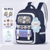 Shool Backapck 10pcs Sets Bag LABUBU Schoolbag Children's Primary School Students Grade 1-6 Backpack To Reduce The Burden On The Backpack