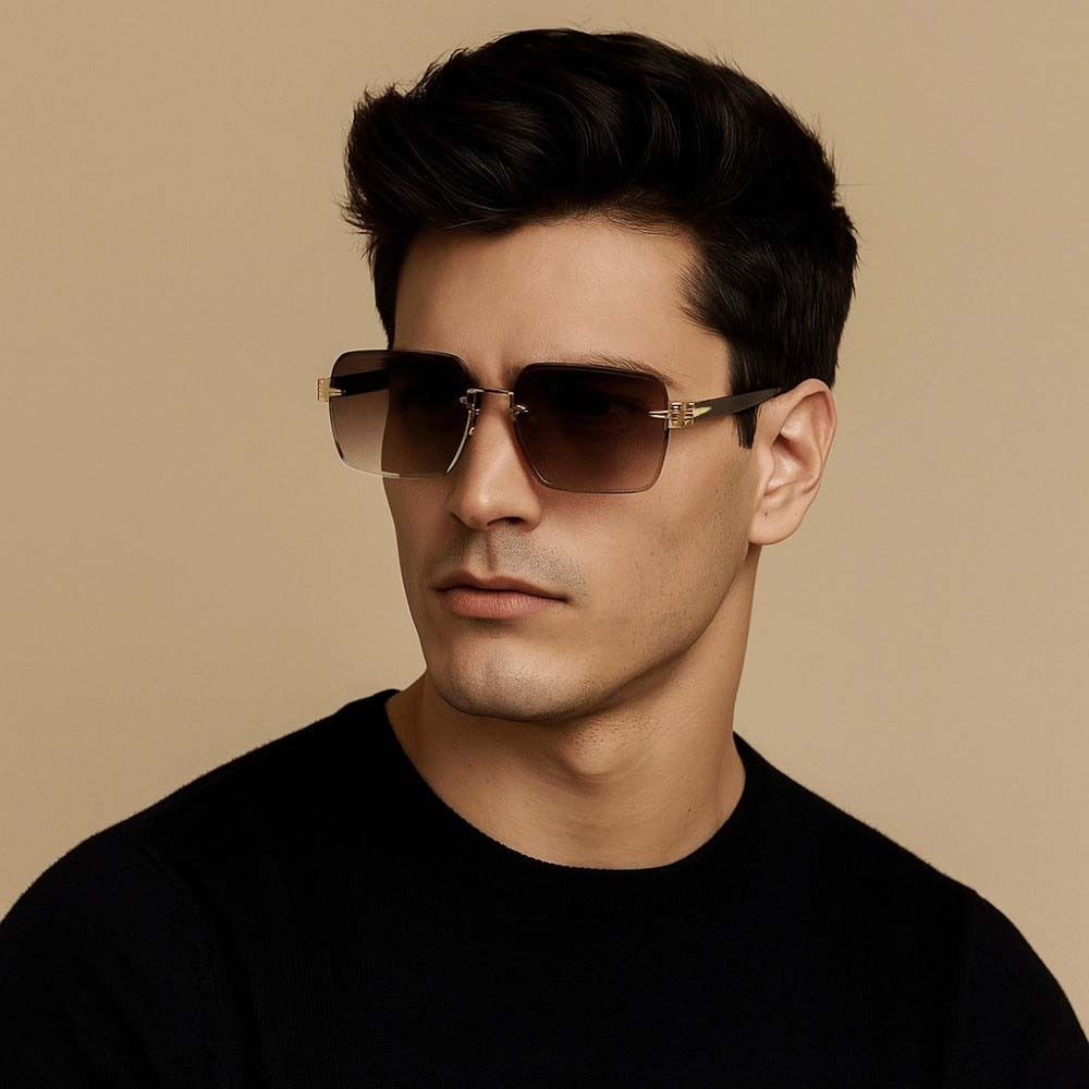 Lightweight Square Frame Sunglasses Retro Anti-UV Glasses Frameless Polarizing Lens Sunnies  Women