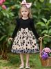 Süßes Kleinkind Mädchen Blumenmuster Tüllkleid Puffärmel Elegantes Prinzessinnenkleid für den Alltag und Partys