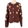 French Lazy Style Chunky Knit Cardigan with 3D Floral Crochet - Age-Reducing Autumn/Winter Sweater Coat