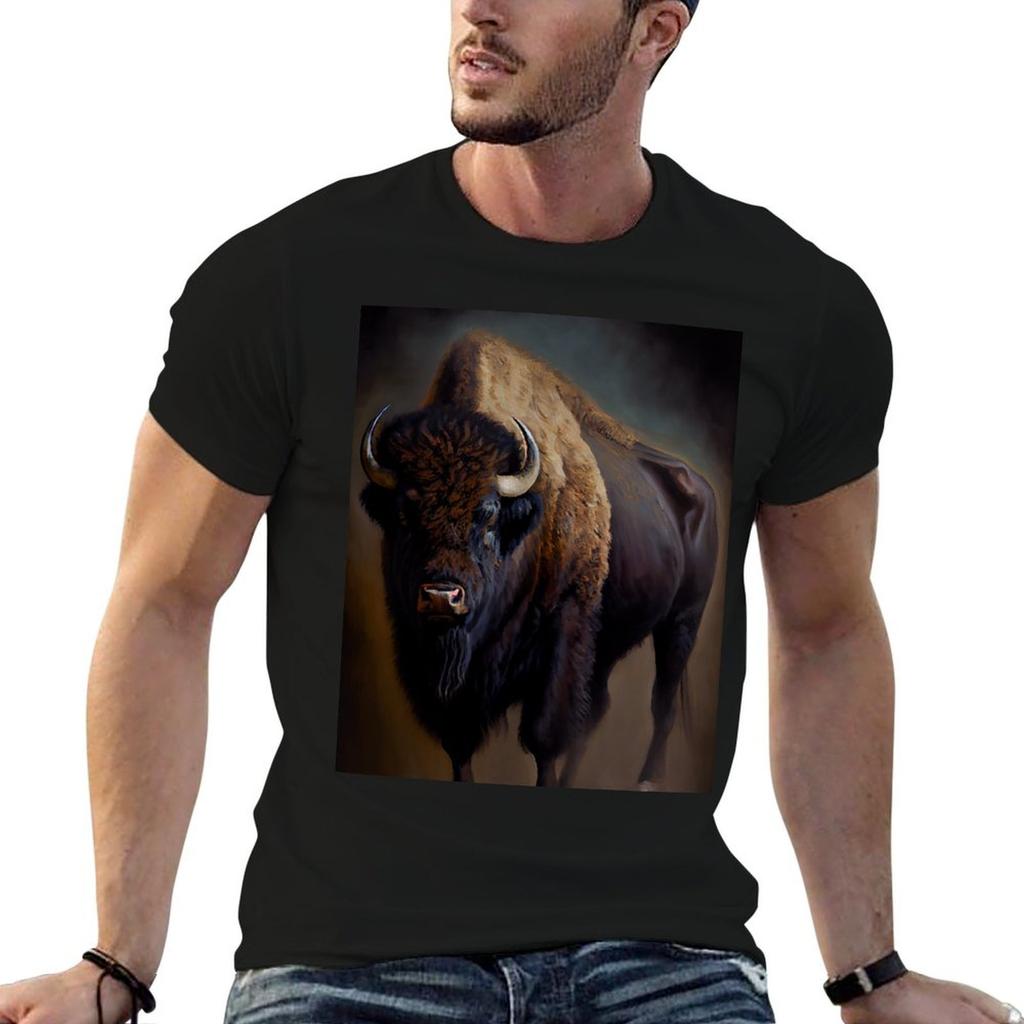 American Bison Oil Paint Tshirt T Shirts For Unisex Slim Fit T Shirts For Unisex Pack Cotton Unisex T Shirts Cotton Tshirt