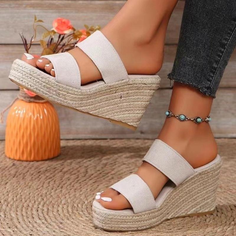 

Fashion Chunky Wedge Heel Women s Sandals Summer 2025 Thick Platform Casual Sandles Woman Plus Size High Heeled Rome Sandalias Mujer 43 36 бежевий