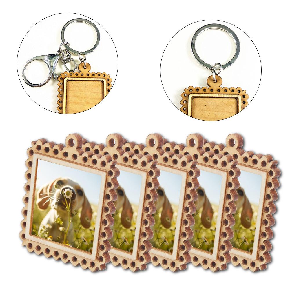5 Stück Holz Rechteck Fassung Prägung Rohling Kleine Holz Bilderrahmen Schlüsselanhänger Tabletts