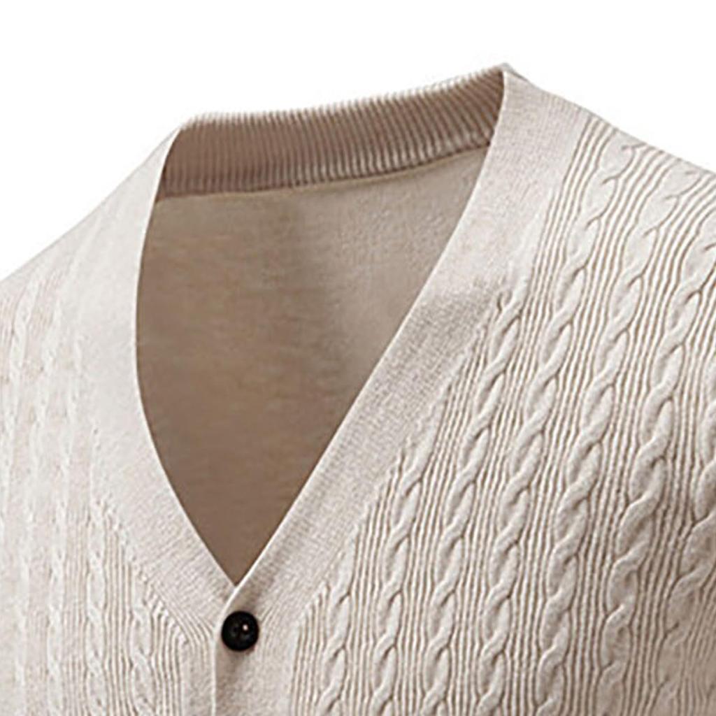 Mens Cardigan Sweater Casual Long Sleeve V Neck Buttons Down Cable Knit Shirts Textured Fall Winter Clothes