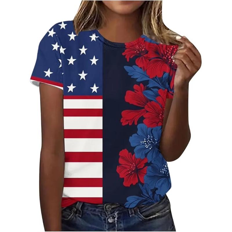 Women T Shirt 3D Printed Top Blouse United States 250th Print T Shirt Short Shirts Summer Tops Tees